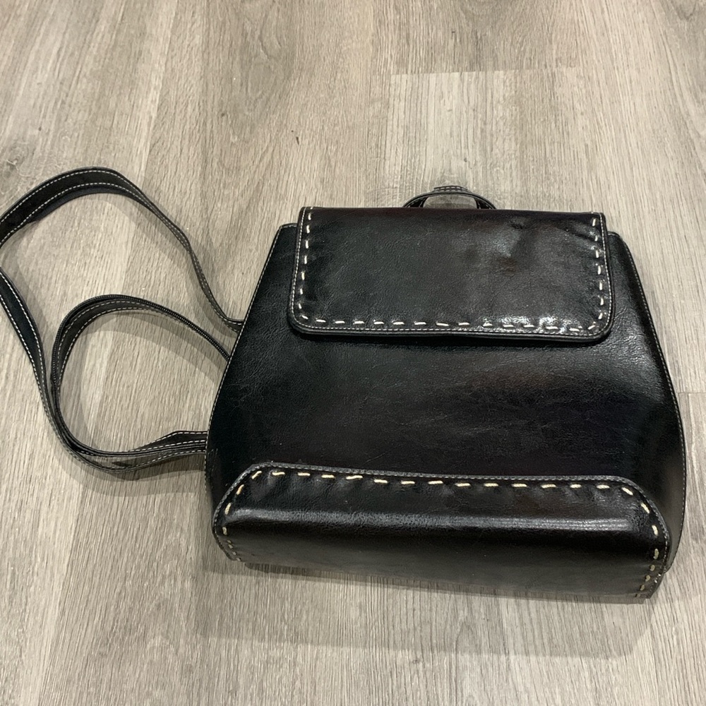 Vintage 90s Y2K Convertible Backpack Purse | Black Faux Leather
